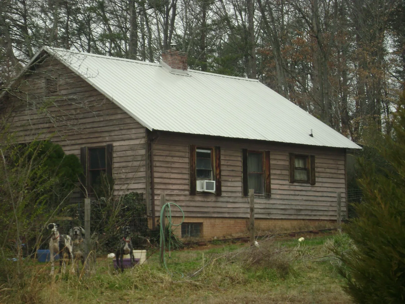 White metal roof on an old wood sided farmhouse, from a Asphalt Shingle Roof Repair job in Yanceyville